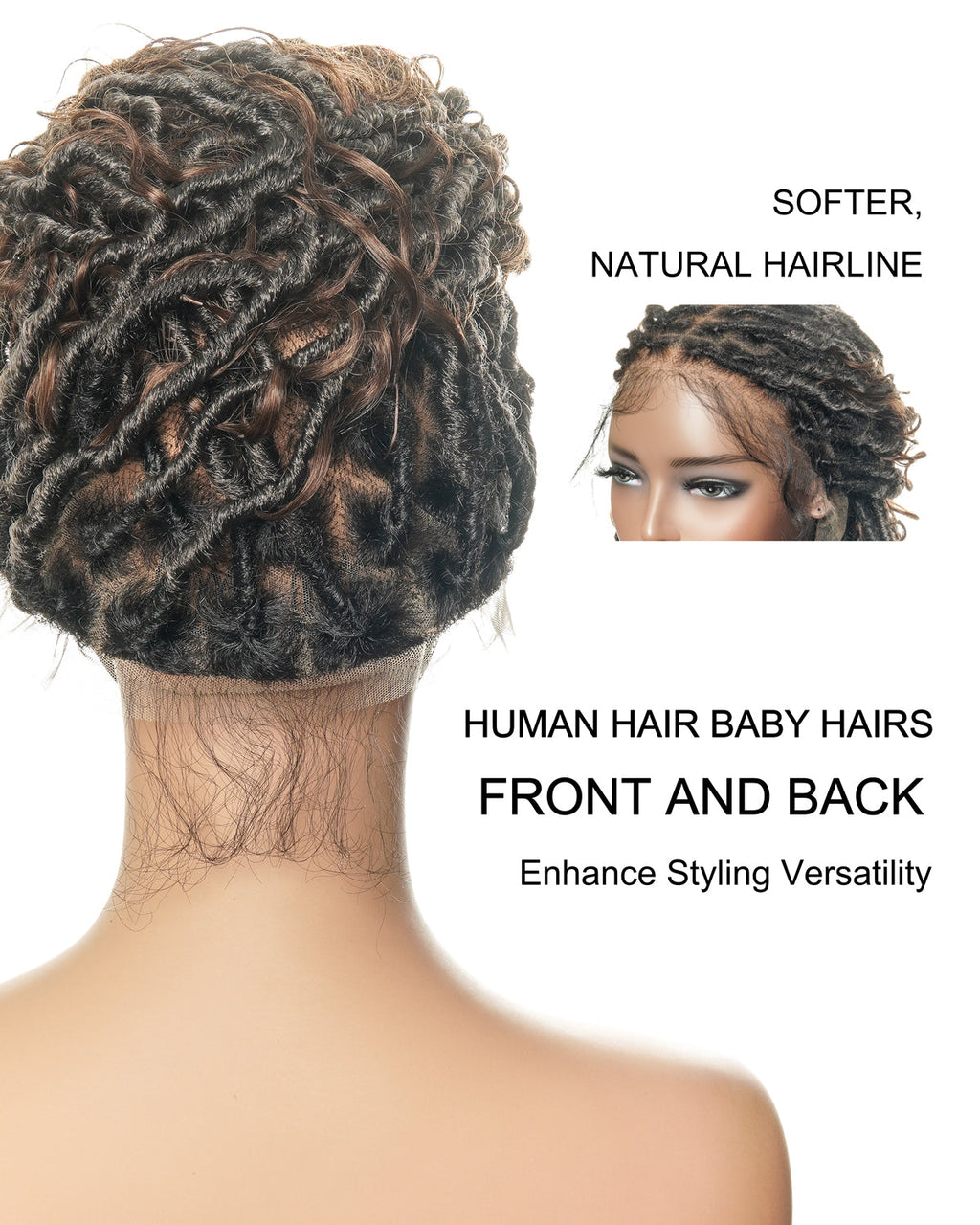 Salon-level Knotless Boho Locs HD Full Lace Human Hair Boho Curls 80 Strands Braided Wig