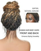 Full Transparent Lace Human Hair Boho Curls Knotless Boho Box Braided Wig 86 Strands