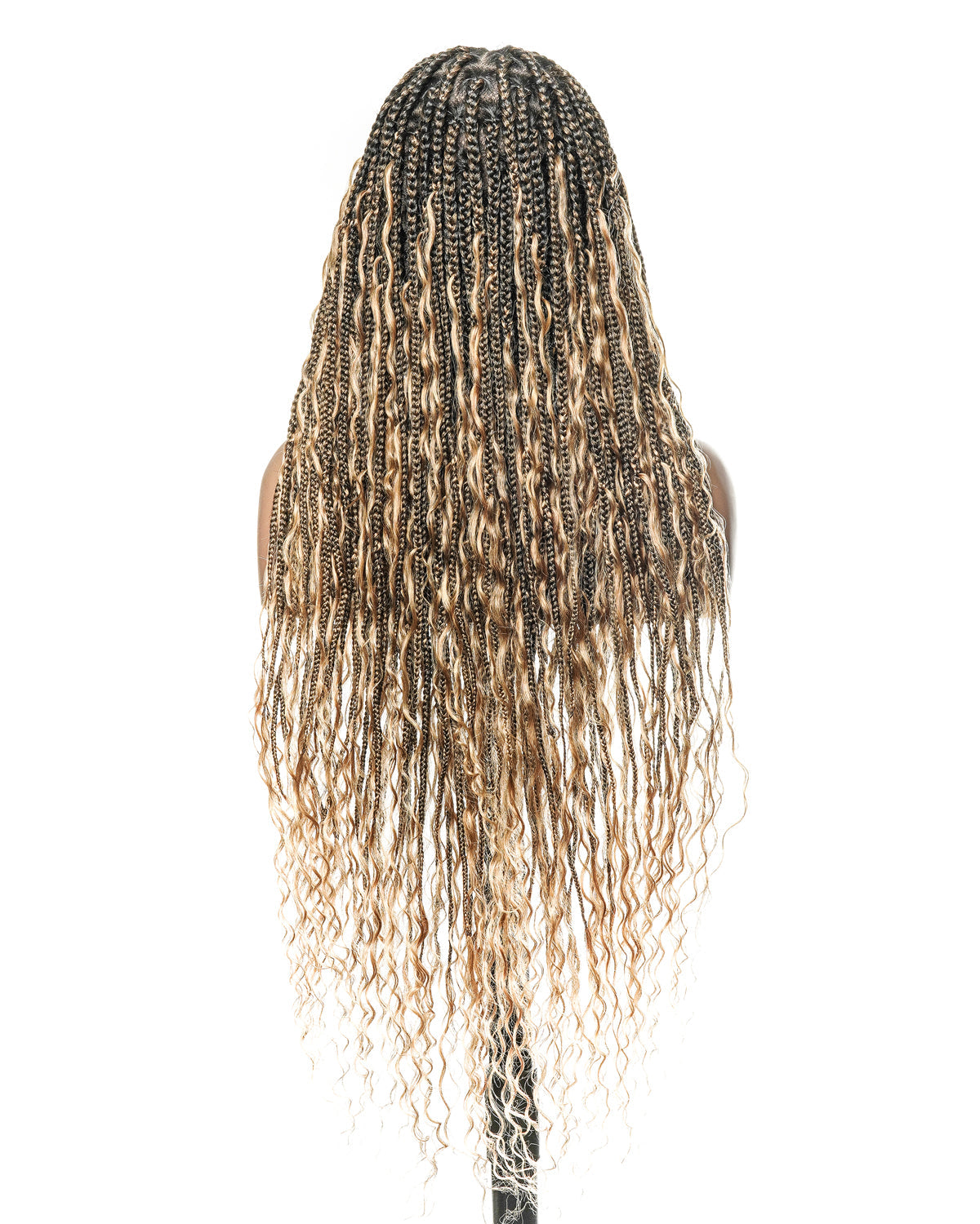 Full Transparent Lace Human Hair Boho Curls Knotless Boho Box Braided Wig 86 Strands