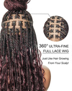 Full Transparent Lace Human Hair Boho Curls Knotless Boho Box Braided Wig 86 Strands