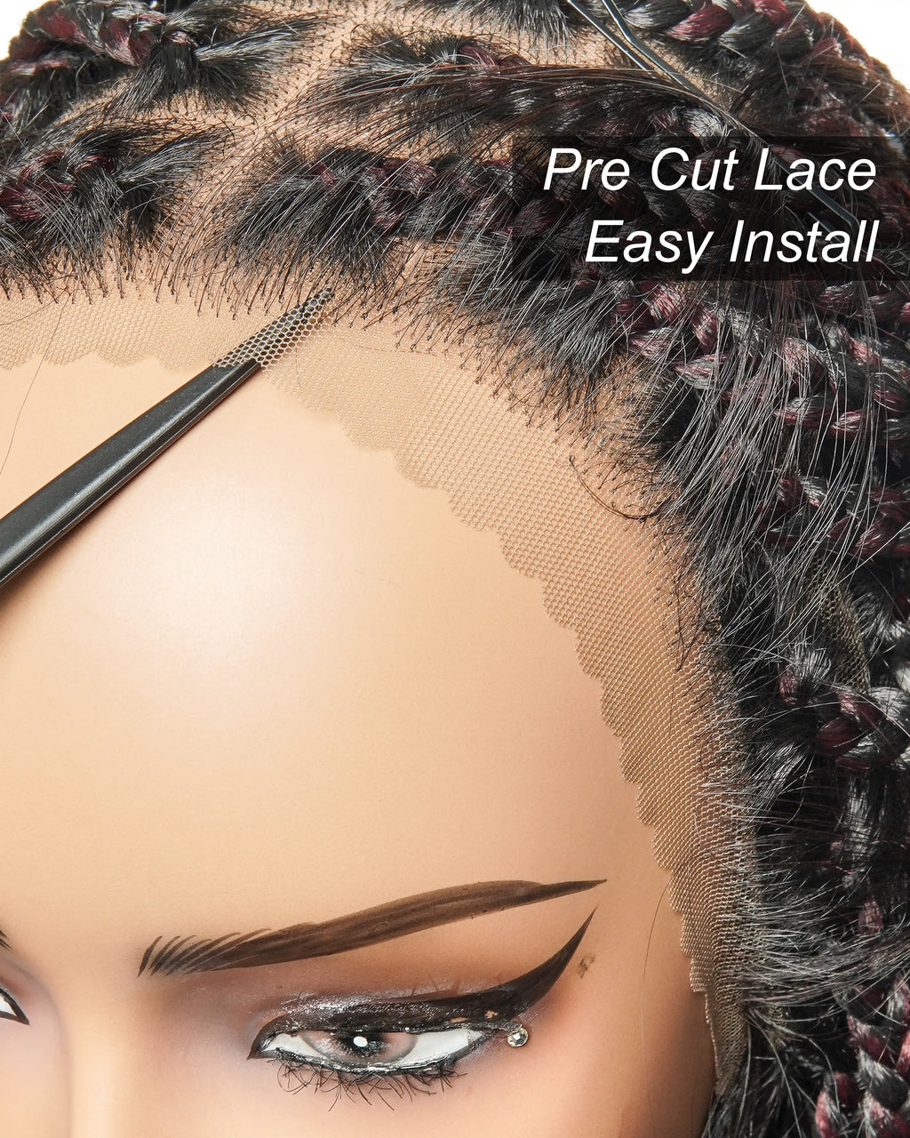 Full Transparent Lace Human Hair Boho Curls Knotless Boho Box Braided Wig 86 Strands