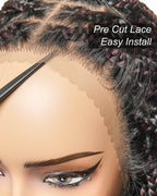 Full Transparent Lace Human Hair Boho Curls Knotless Boho Box Braided Wig 86 Strands