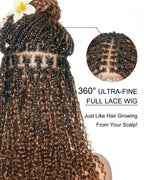 Lulu - Bora Bora Pre Bleached HD Full Lace Human Hair Curly Wave Boho Box Braided Wig