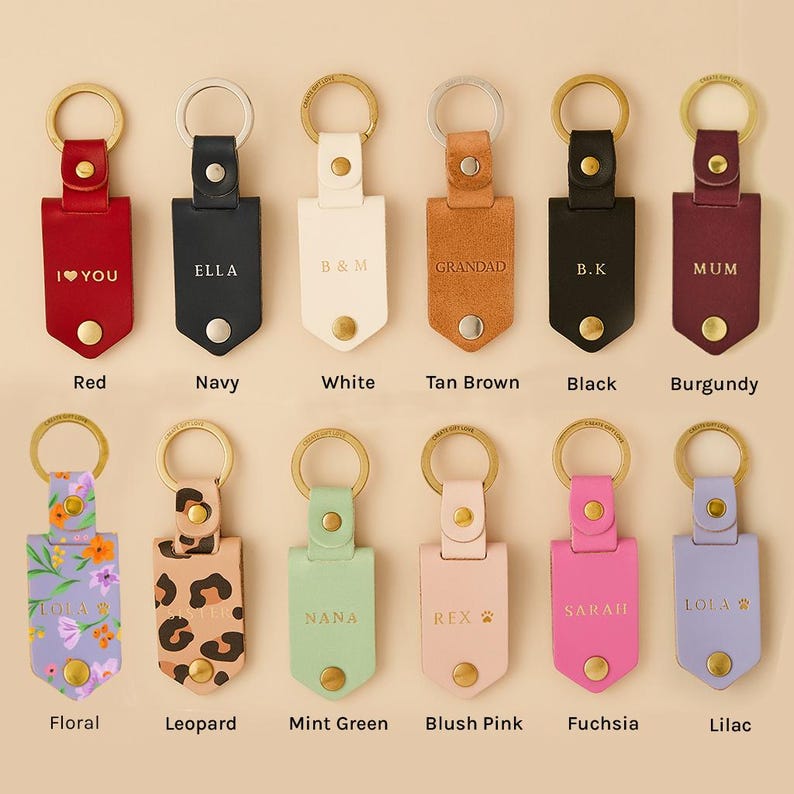 Personalized Leather Multi Four Photo Keychain