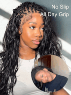 Boho Lace Braided Wig Long Wavy Crochet Braids Wig With Baby Hair Handmade No-Knot Woven Braid Wave Headband Hair Extension