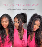 Boho Lace Braided Wig Long Wavy Crochet Braids Wig With Baby Hair Handmade No-Knot Woven Braid Wave Headband Hair Extension