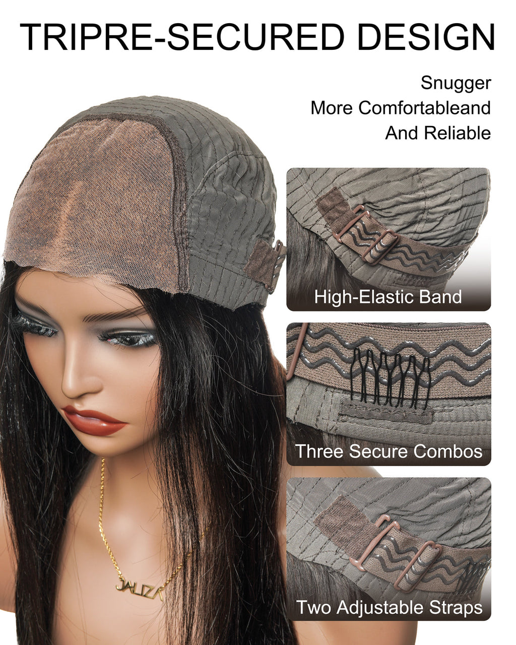 Glamvivi 28" Pre Bleached Glueless 100% Virgin Human Hair HD Lace Straight Wear-to-Go Wig (for US Market Only)