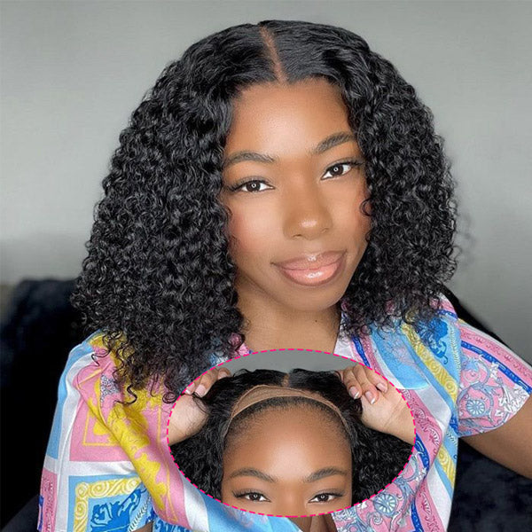 Wear Go Glueless Wigs Kinky Curly Pre Cut 7x5 HD Lace Closure Short Bob 100% Glueless Wig