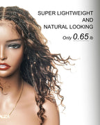 Kiki - 16" Pre Bleached HD Full Lace Human Hair Curls HD Full Lace Knotless Boho Box Braided Wig