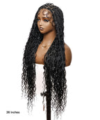 HD Full Lace Human Hair Boho Curls 36" Knotless Boho Box Braided Wig
