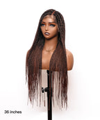 Large Head Size Exclusive - 36 inches Pre Bleached Human Hair Lace Knotless Box Braided Wig with Human Baby Hair