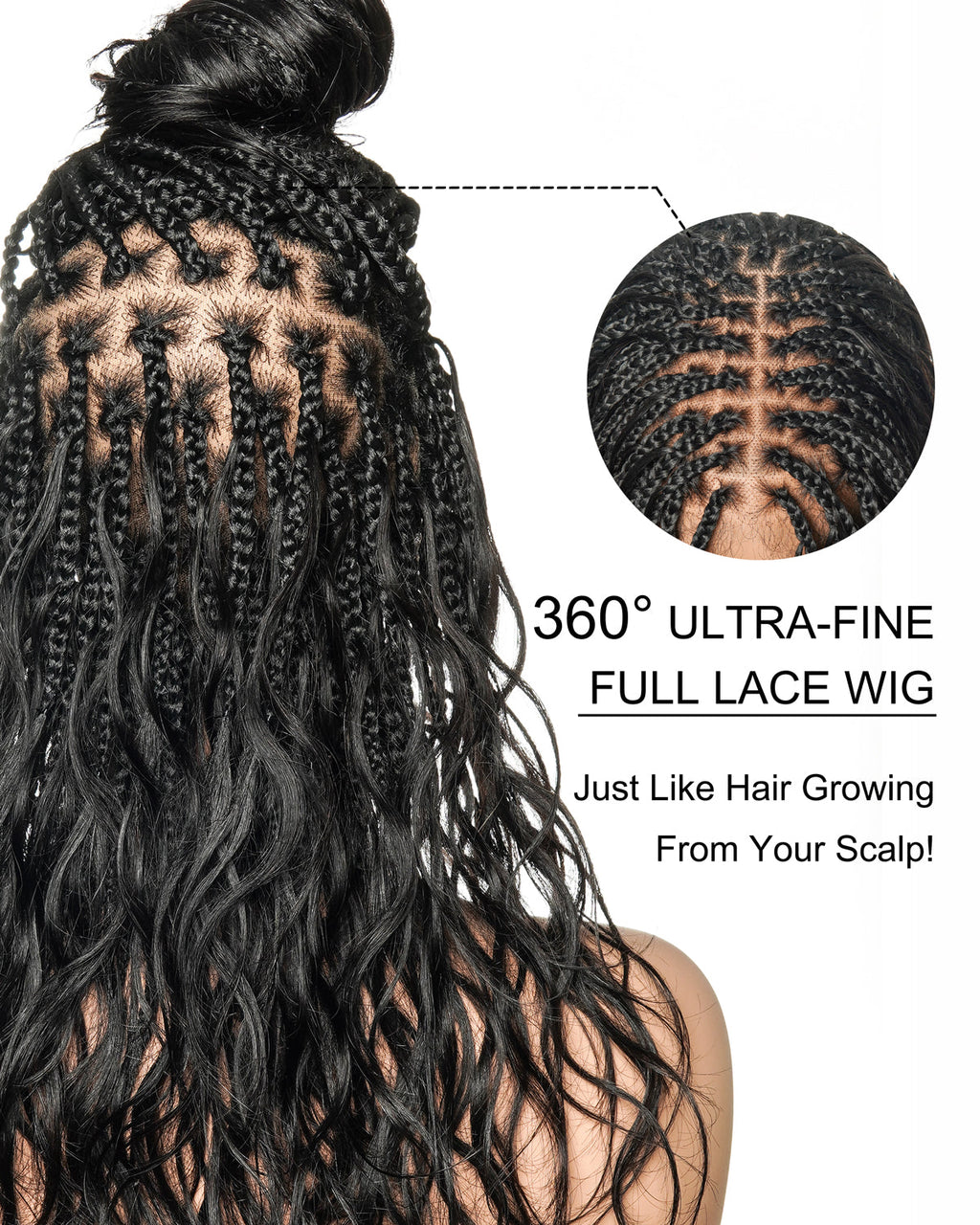 Michelle - Bora Bora Human Hair Body Wave Pre Bleached HD Full Lace Boho Box Braided Wig