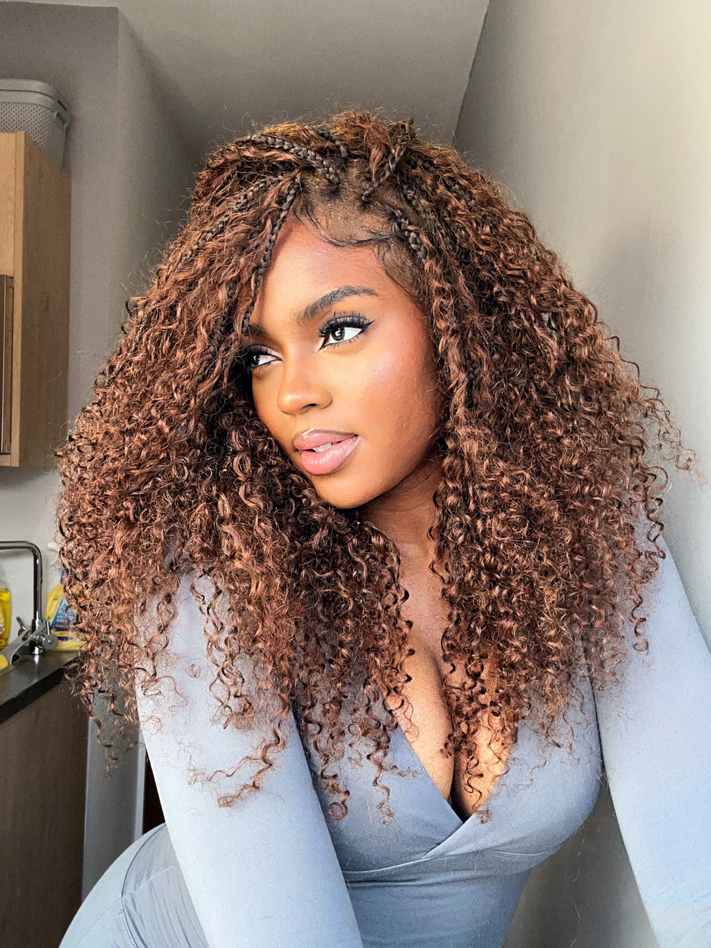 Lulu - Bora Bora Pre Bleached HD Full Lace Human Hair Curly Wave Boho Box Braided Wig