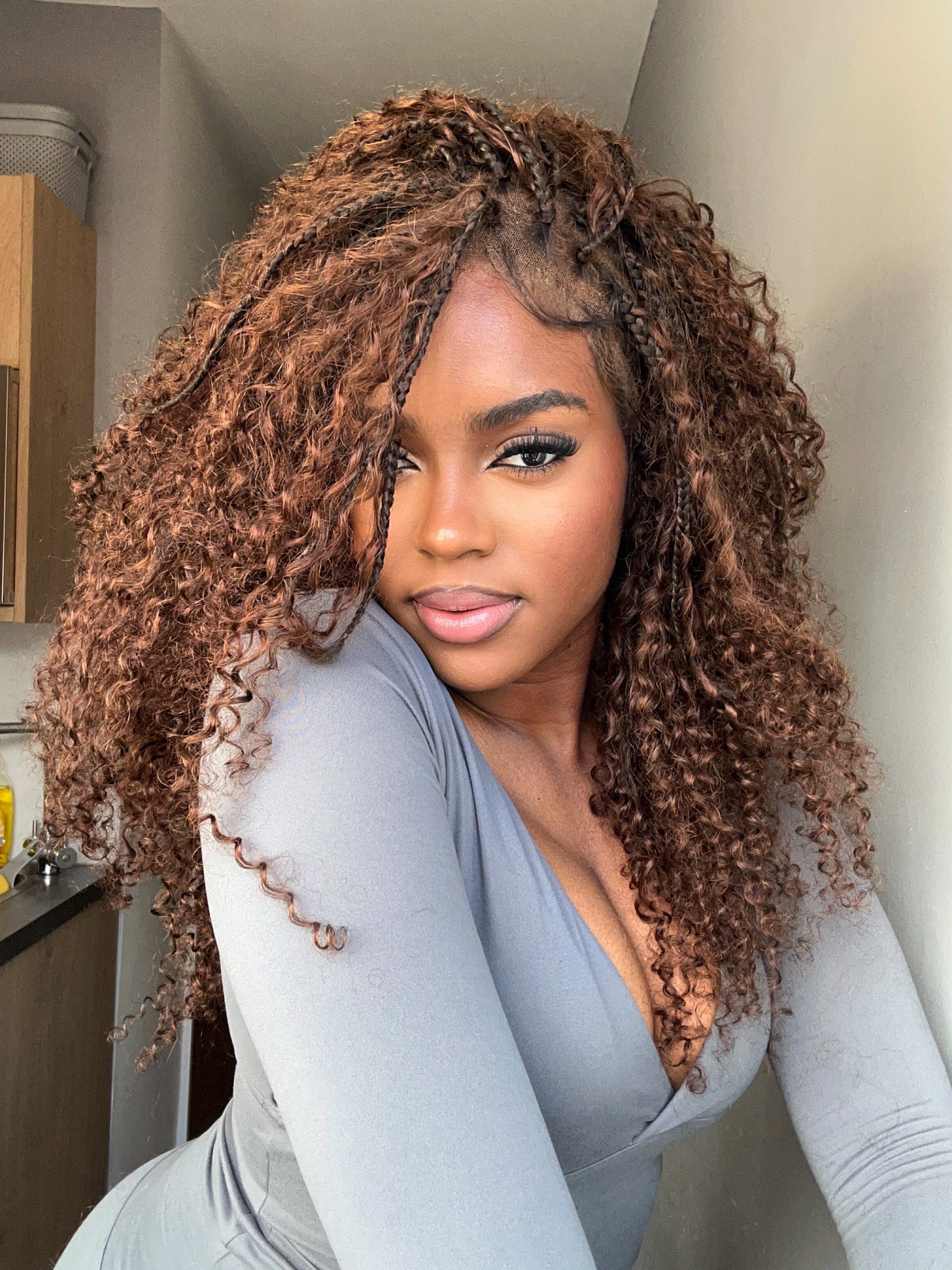 Lulu - Bora Bora Pre Bleached HD Full Lace Human Hair Curly Wave Boho Box Braided Wig