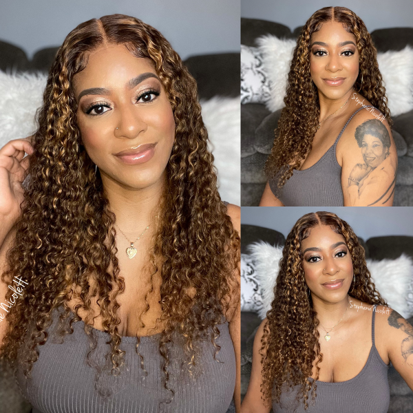 Limited Restock | Mix Brown Deep Wave 4x4 Closure Lace Glueless Mid Part Long Wig 100% Human Hair- US Only
