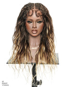 Michelle - Bora Bora Human Hair Body Wave Pre Bleached HD Full Lace Boho Box Braided Wig