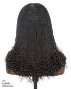 Tina - Senegalese Mini Twist Braided Wig 14" Full Hand-tied HD Lace With Curly Ends - Human Baby Hair