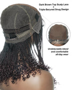 Tina - Senegalese Mini Twist Braided Wig 14" Full Hand-tied HD Lace With Curly Ends - Human Baby Hair