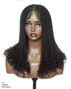 Tina - Senegalese Mini Twist Braided Wig 14" Full Hand-tied HD Lace With Curly Ends - Human Baby Hair