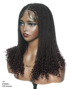 Tina - Senegalese Mini Twist Braided Wig 14" Full Hand-tied HD Lace With Curly Ends - Human Baby Hair
