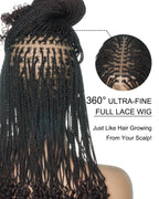 Tina - Senegalese Mini Twist Braided Wig 14" Full Hand-tied HD Lace With Curly Ends - Human Baby Hair