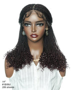 Tina - Senegalese Mini Twist Braided Wig 14" Full Hand-tied HD Lace With Curly Ends - Human Baby Hair