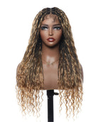 Pre Bleached Human Hair Lace Base 24" HD Full Lace Human Hair Curls Boho Box Braided Wig