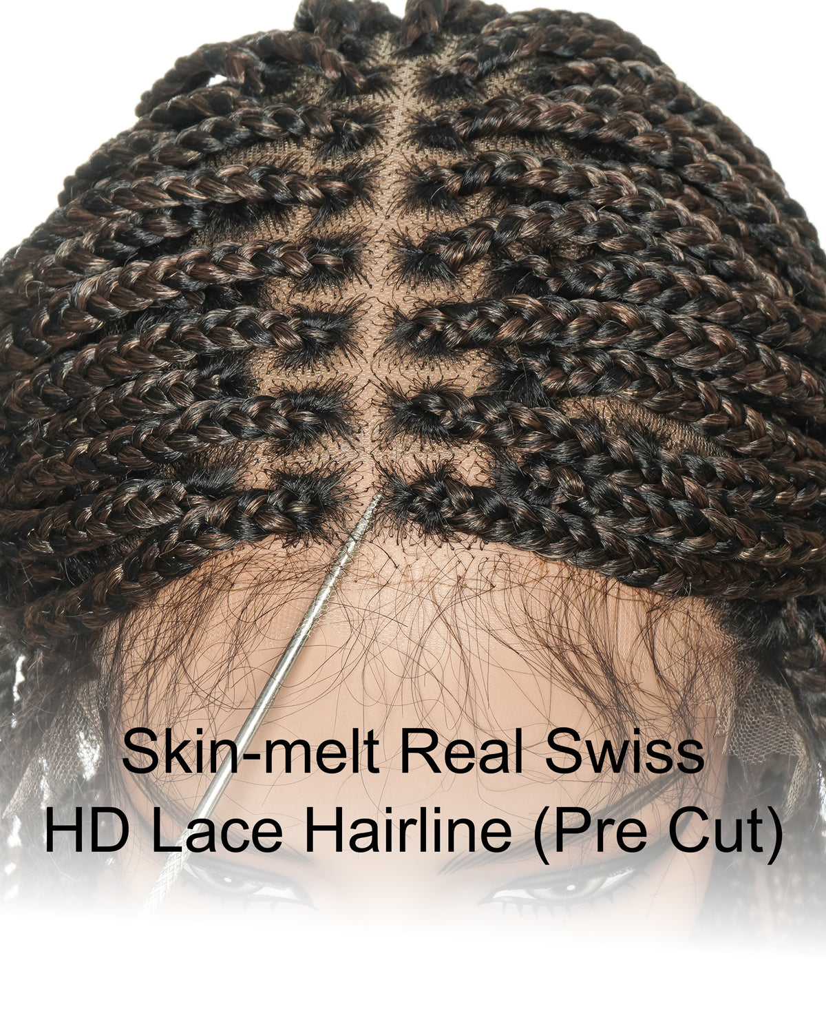 24"  Pre Bleached Human Hair Lace Lightweight Knotless HD Lace Box Braided Wig