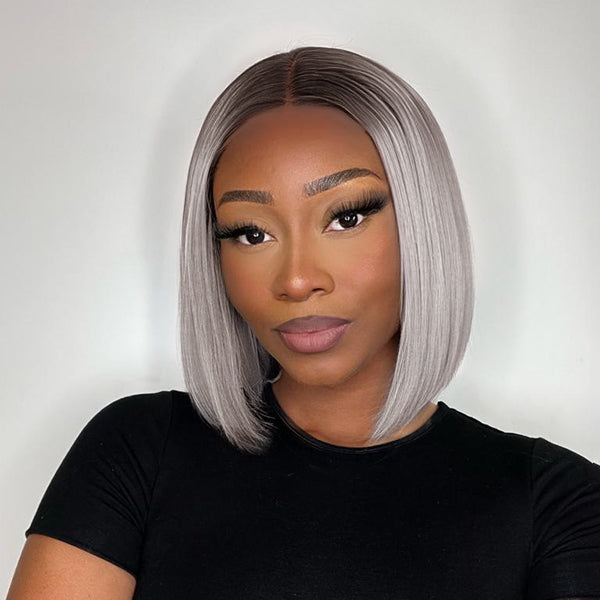 Limited Restock | Ombre Grey Color Extented 4x4 Closure Lace Bob Wig - US Only