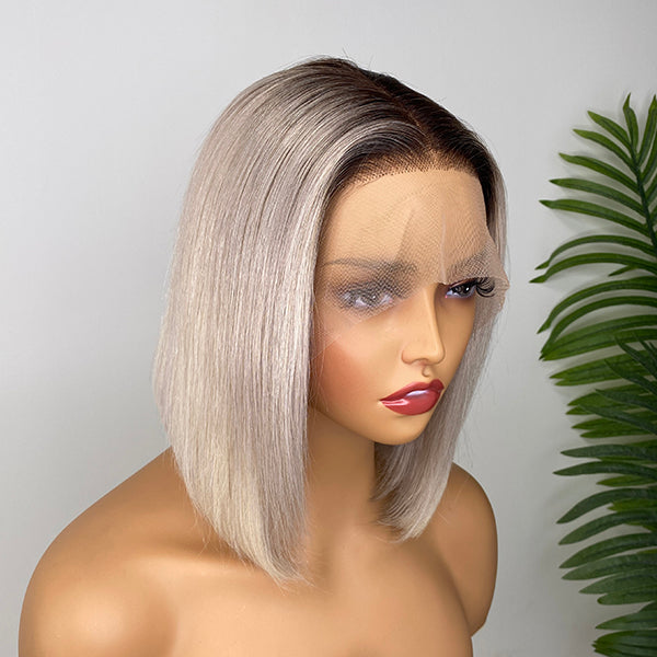 Limited Restock | Ombre Grey Color Extented 4x4 Closure Lace Bob Wig - US Only