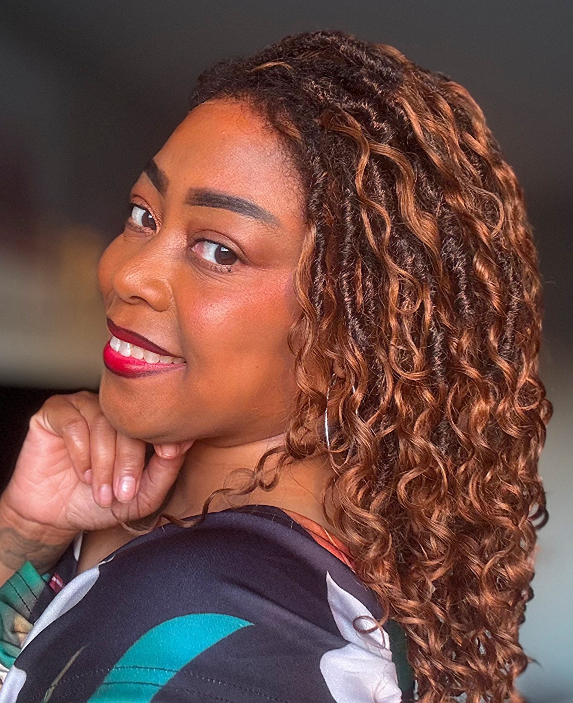 Lola - 16" Pre Bleached HD Full Lace Boho Locs Wig With Human Hair Boho Curls