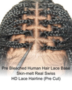 Nina - Short Pre Bleached HD Full Lace Knotless Box Braided Wig With Human Hair Curly Ends