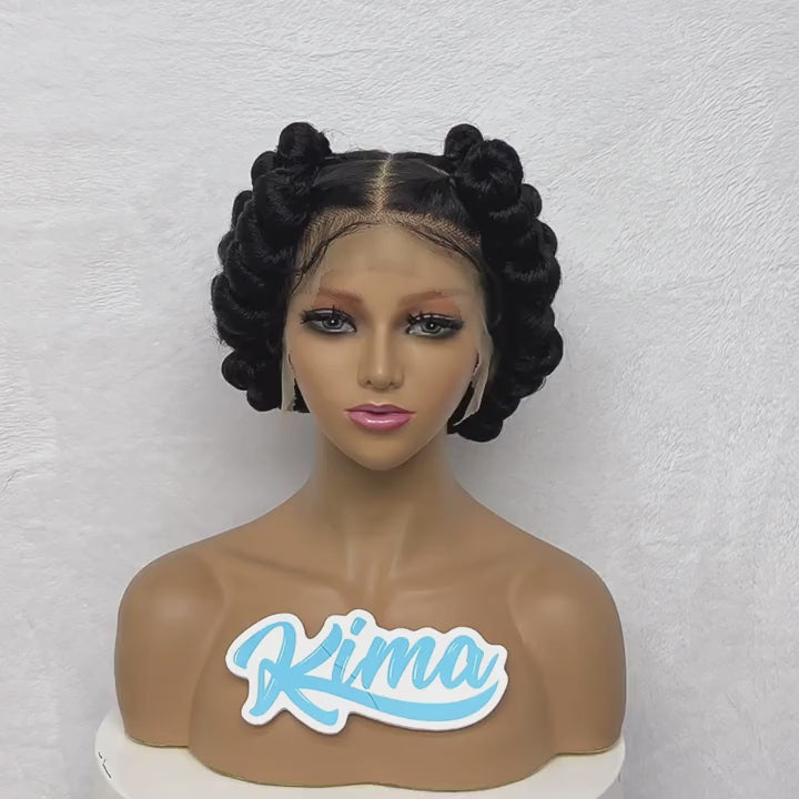 200% Density Transparent Full Lace Bantu Braided Wig With Knotless Braiding Natural Look
