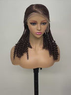 HD Full Lace Women's Fashion Braid Wig Hand-Woven Trench Forehead Tilted Design Medium And Long Tail Curls