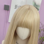 Ash Blonde Ombre Glueless Wigs Silky Straight With Drawstring Human Hair Wig