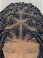 Bohemian Style Box Braided Curly Synthetic Lace Front Wig Goddess Braids Wig Burgundy Bohemian Box Braided Wig