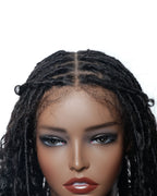 Salon-Level Knotless Boho Style Silky Soft Locs 28" HD Full Lace Human Hair Boho Curls 100 Strands Wig