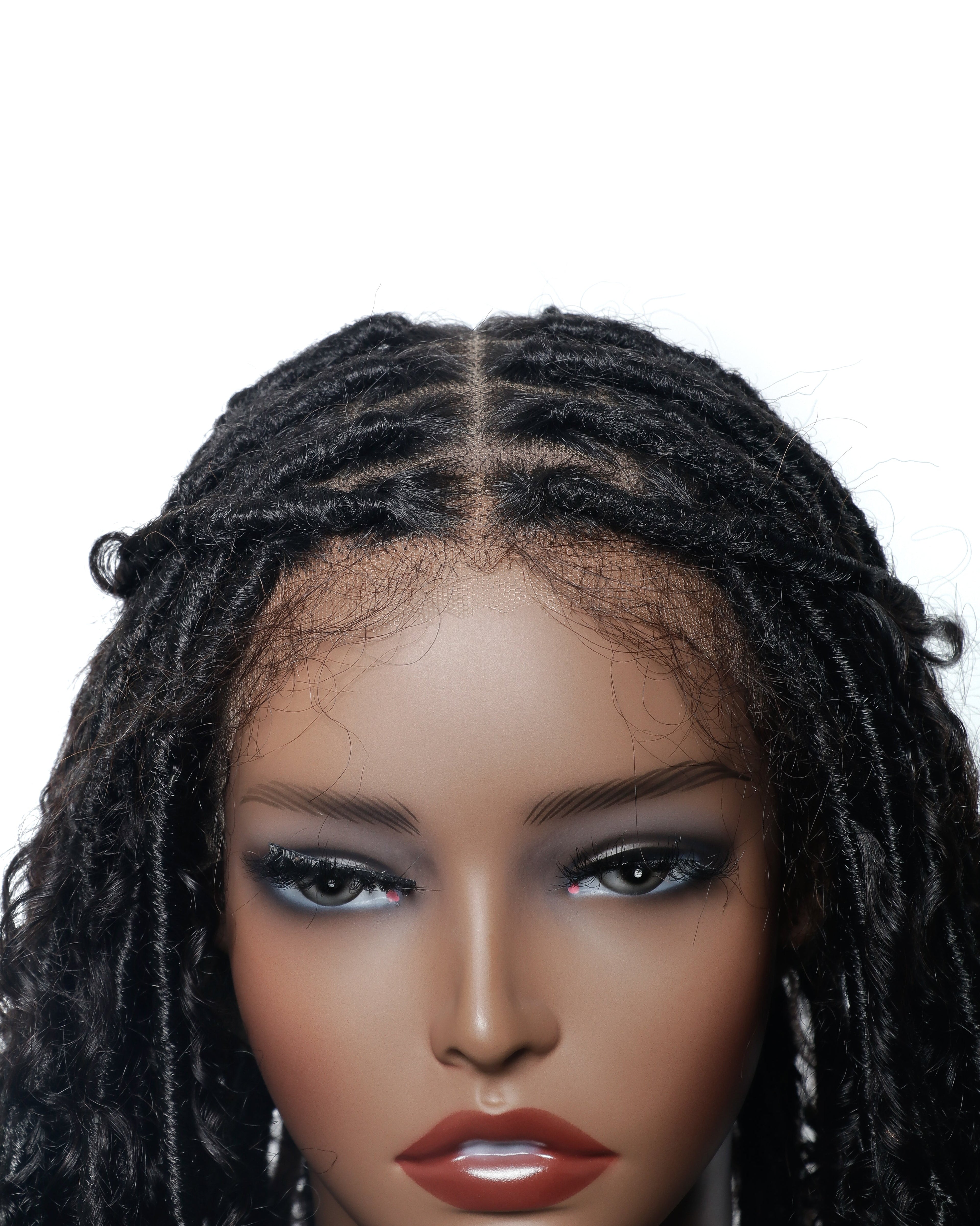 Salon-Level Knotless Boho Style Silky Soft Locs 28" HD Full Lace Human Hair Boho Curls 100 Strands Wig