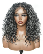 Lola - 16" Pre Bleached HD Full Lace Boho Locs Wig With Human Hair Boho Curls