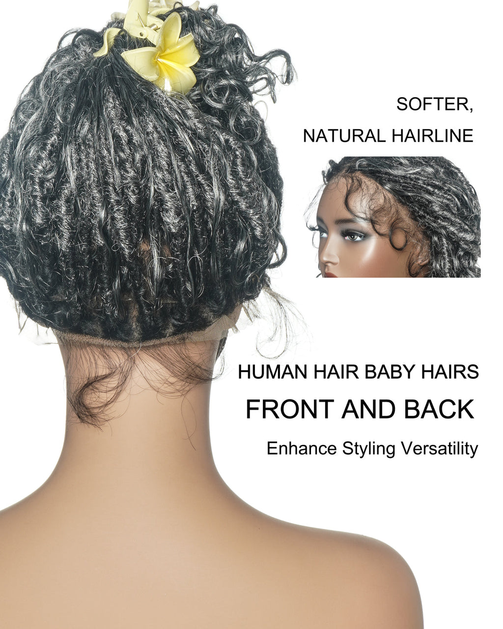 Lola - 16" Pre Bleached HD Full Lace Boho Locs Wig With Human Hair Boho Curls