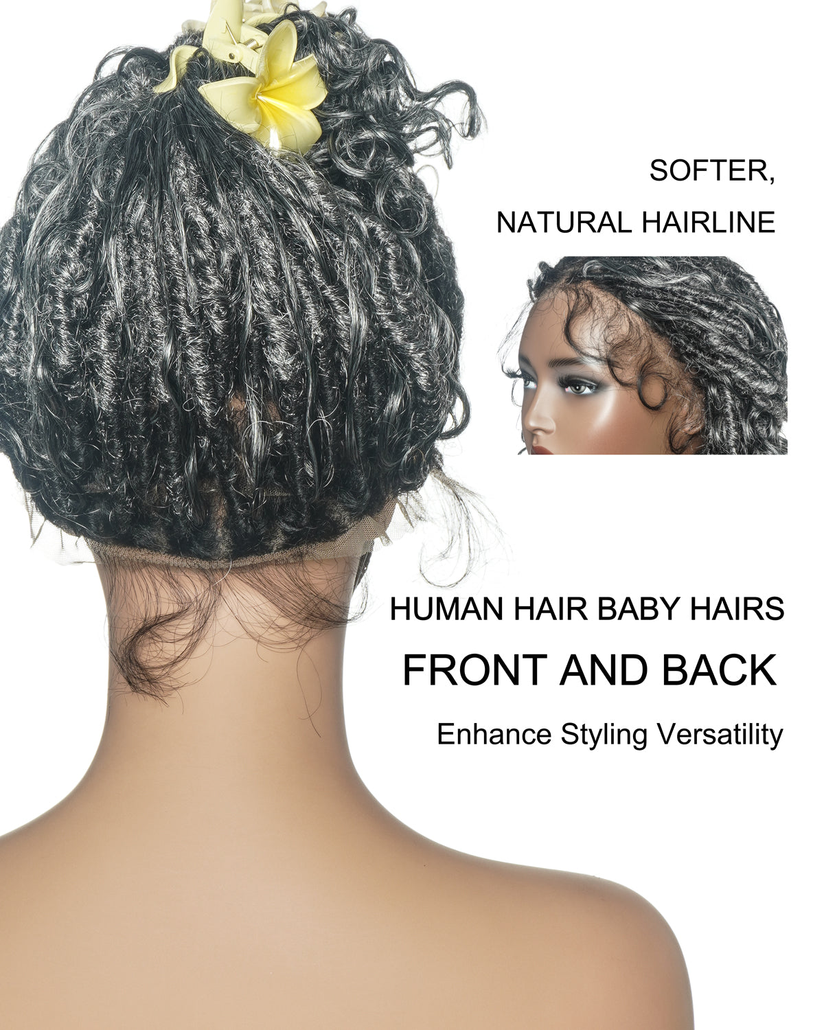 Lola - 16" Pre Bleached HD Full Lace Boho Locs Wig With Human Hair Boho Curls