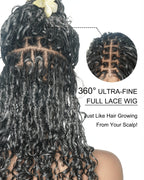 Lola - 16" Pre Bleached HD Full Lace Boho Locs Wig With Human Hair Boho Curls