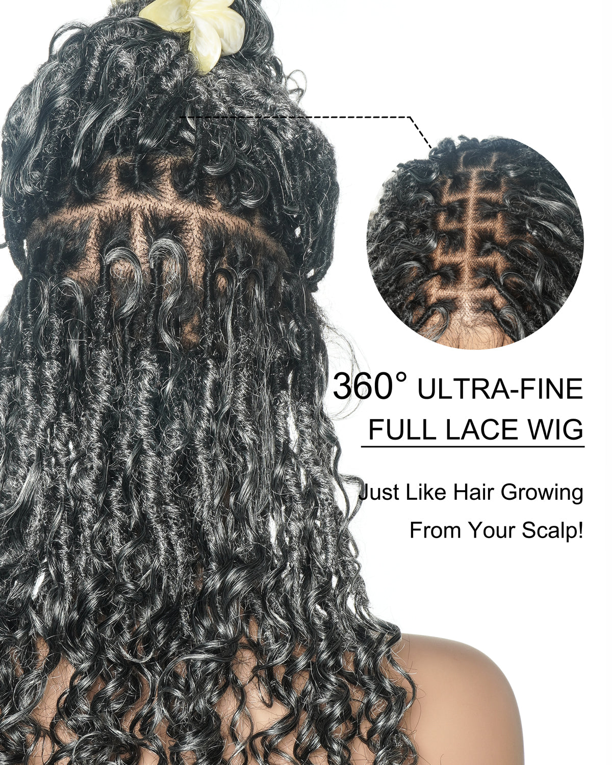 Lola - 16" Pre Bleached HD Full Lace Boho Locs Wig With Human Hair Boho Curls