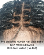 Lola - 16" Pre Bleached HD Full Lace Boho Locs Wig With Human Hair Boho Curls