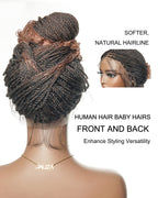 Tina - Senegalese Mini Twist Braided Wig 14" Full Hand-tied HD Lace With Curly Ends - Human Baby Hair