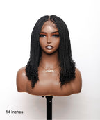 Tina - Senegalese Mini Twist Braided Wig 14" Full Hand-tied HD Lace With Curly Ends - Human Baby Hair