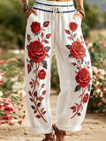 Women's Floral  Printed Comfortable High Stretch Flared Pants