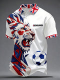 Men's British Football Lion Embroidered Casual Unisex T-shirt