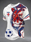 Men's British Football Lion Embroidered Casual Unisex T-shirt