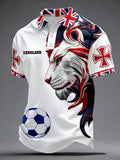 Men's British Football Lion Embroidered Casual Unisex T-shirt